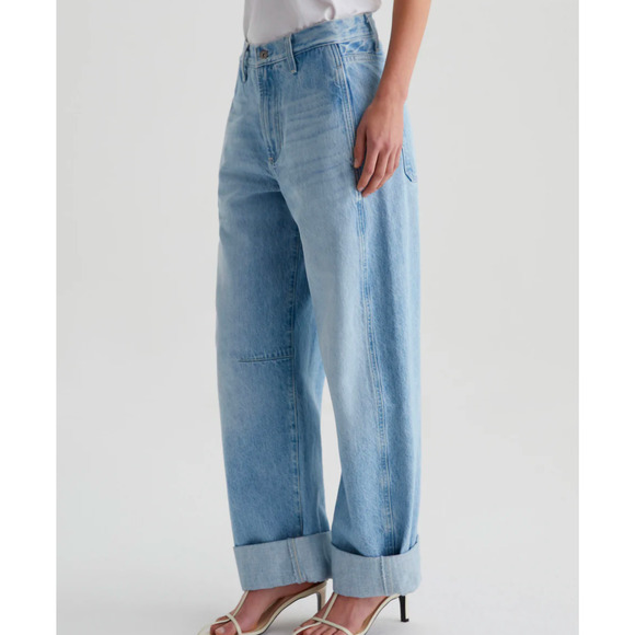 AG Los Angeles Womens Jeans, "Mercer" Cuffed High Rise Barrel Jeans, Sz 31 - Picture 1 of 10
